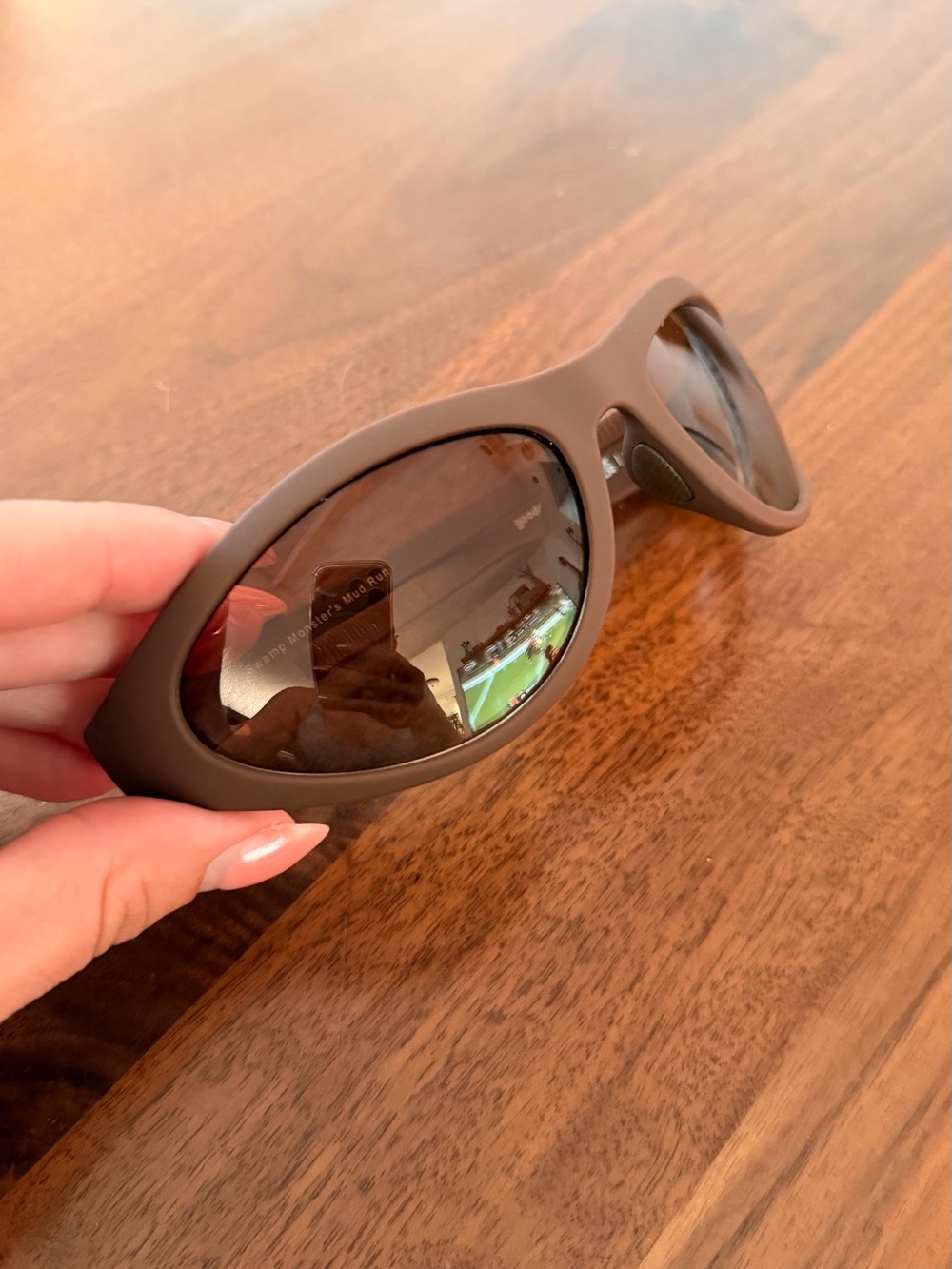 goodr Swamp Monster’s Mud Run Brown Wrap Sunglasses